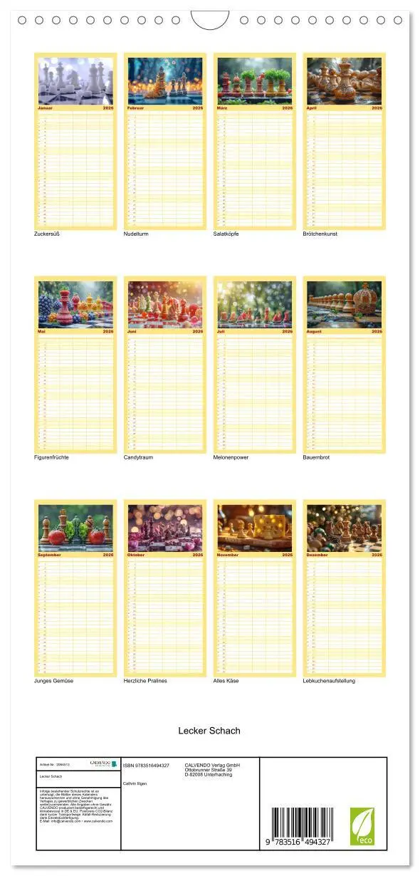 Bild: 9783516494327 | Familienplaner 2026 - Lecker Schach mit 5 Spalten (Wandkalender, 21...