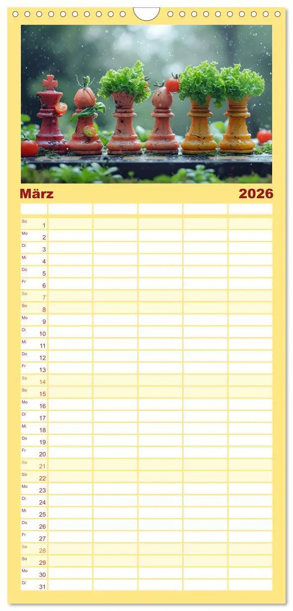 Bild: 9783516494327 | Familienplaner 2026 - Lecker Schach mit 5 Spalten (Wandkalender, 21...
