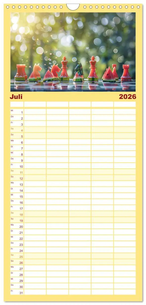 Bild: 9783516494327 | Familienplaner 2026 - Lecker Schach mit 5 Spalten (Wandkalender, 21...