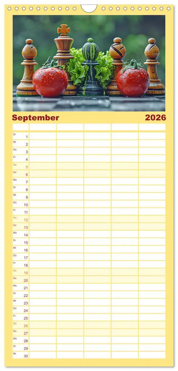 Bild: 9783516494327 | Familienplaner 2026 - Lecker Schach mit 5 Spalten (Wandkalender, 21...