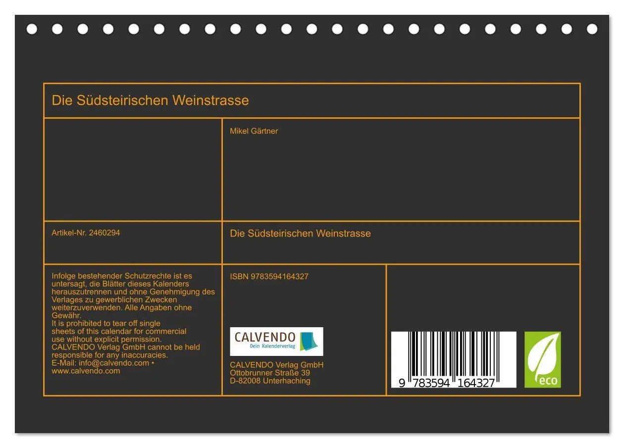Bild: 9783594164327 | Die Südsteirischen Weinstrasse (Tischkalender 2027 DIN A5 quer),...