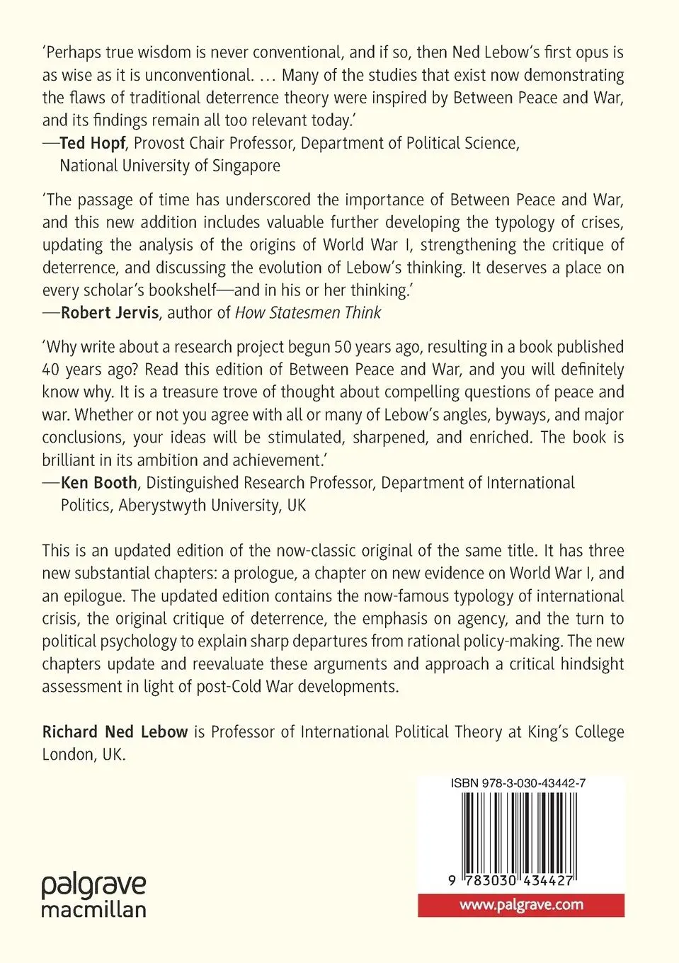 Rückseite: 9783030434427 | Between Peace and War | 40th Anniversary Revised Edition | Lebow