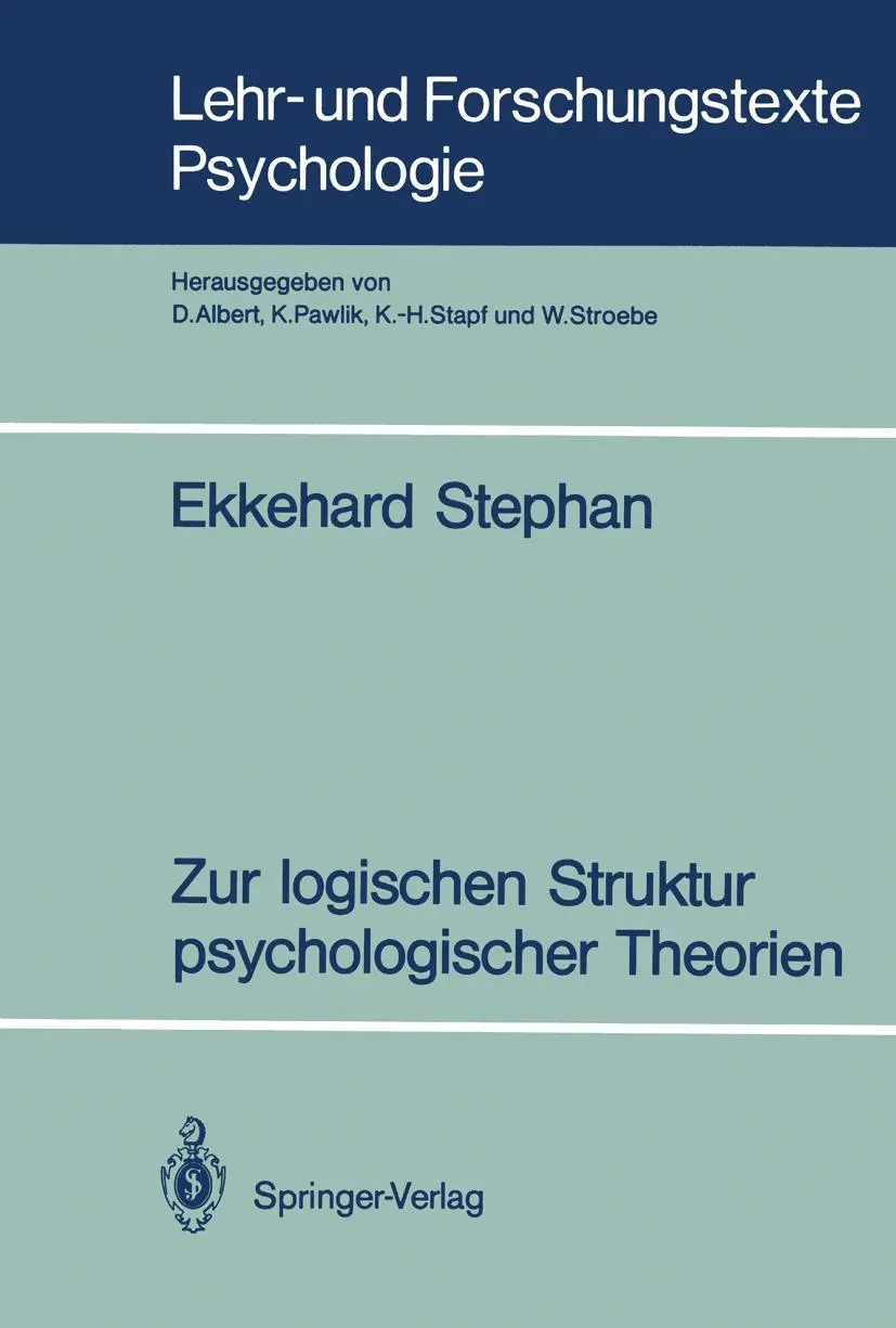 Cover: 9783540524427 | Zur logischen Struktur psychologischer Theorien | Ekkehard Stephan