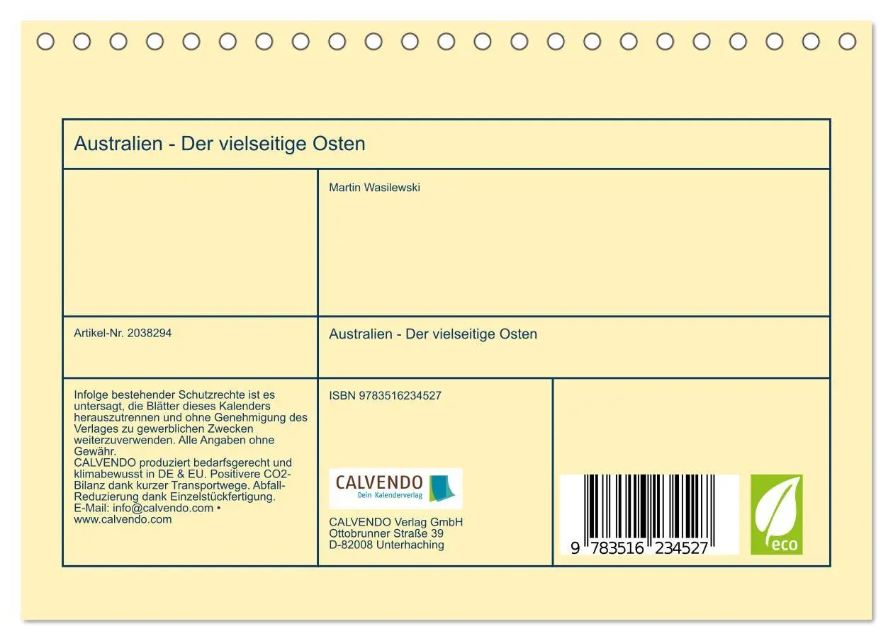 Bild: 9783516234527 | Australien - Der vielseitige Osten (Tischkalender 2026 DIN A5...