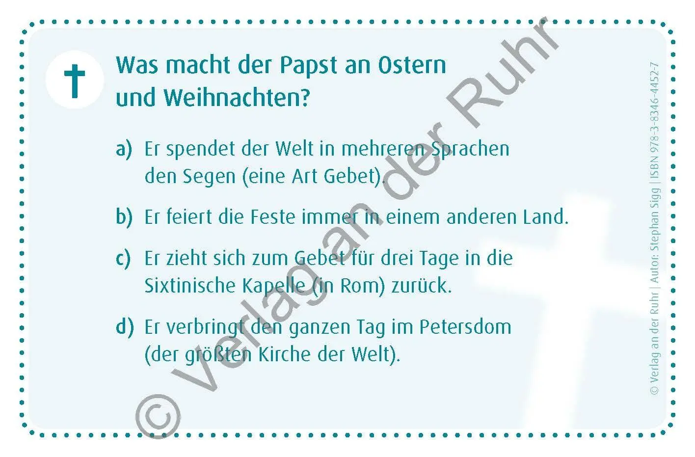 Bild: 9783834644527 | Warum lebt der Papst in Rom? | Stephan Sigg | Spiel | 96 S. | Deutsch