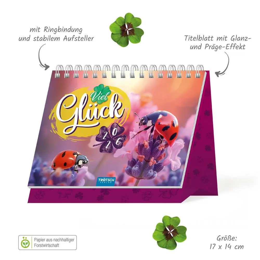 Bild: 9783988024527 | Trötsch Aufstellkalender Viel Glück 2026 | KG | Kalender | XXIV | 2026