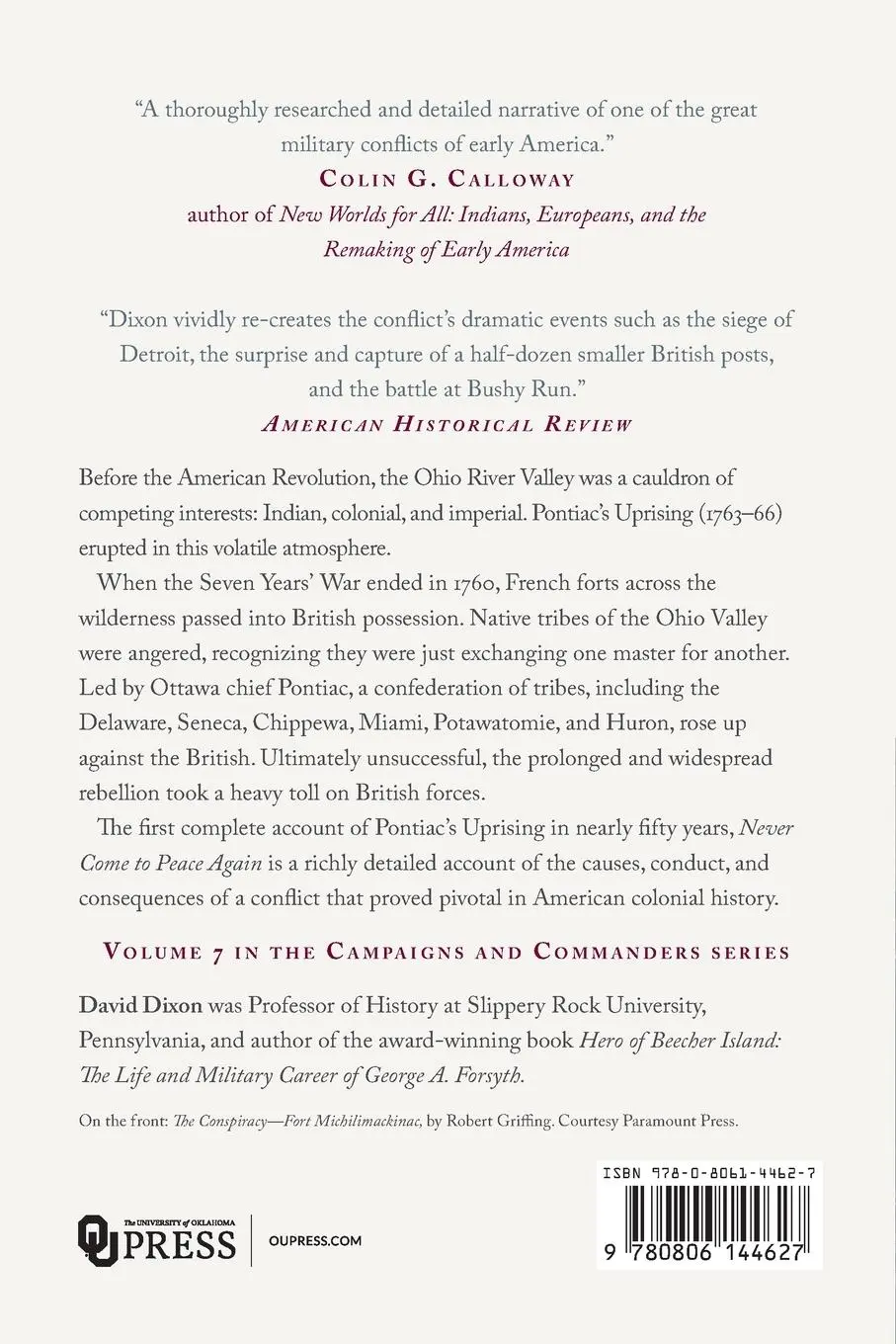 Rückseite: 9780806144627 | Never Come to Peace Again | David Dixon | Taschenbuch | Englisch