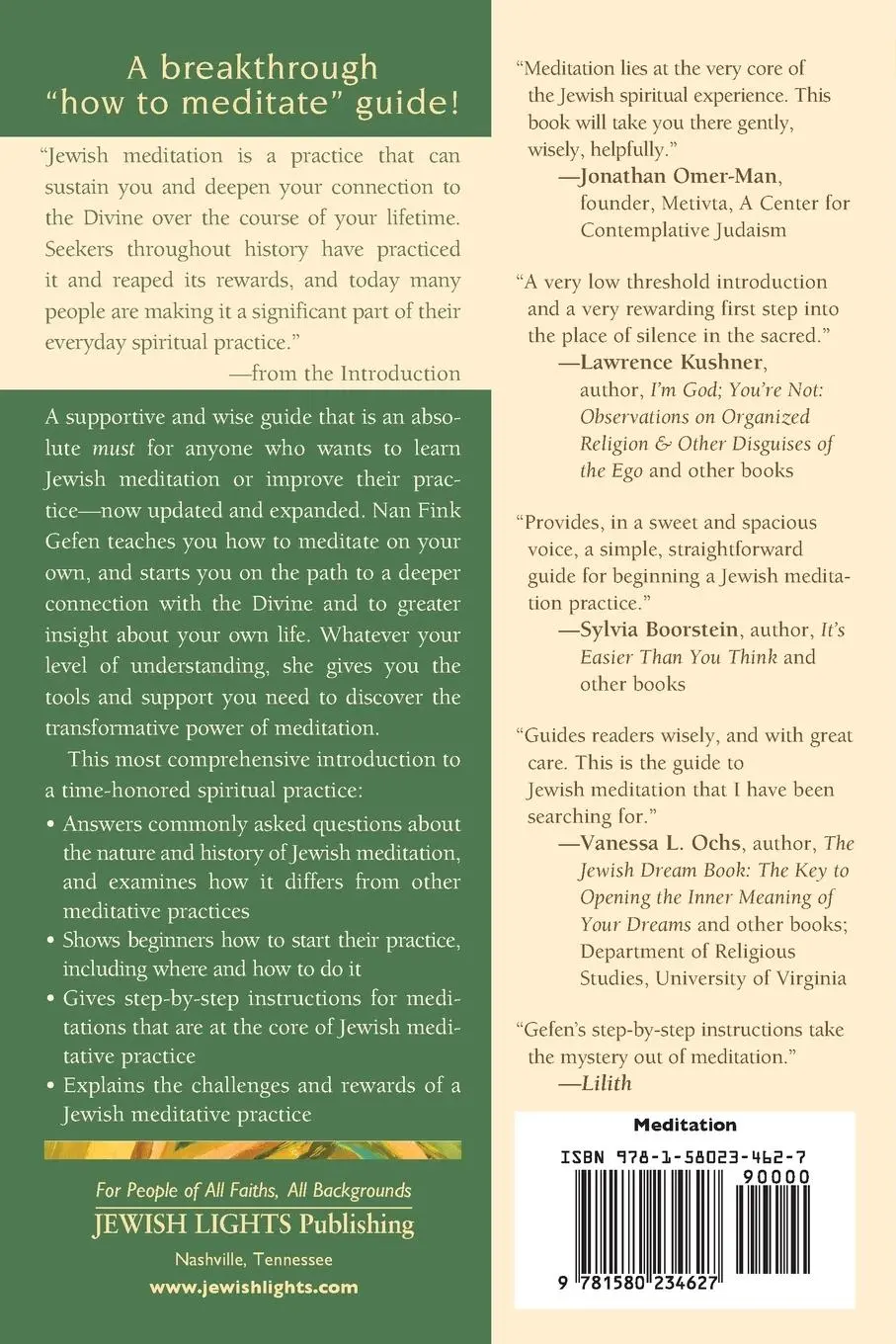 Rückseite: 9781580234627 | Discovering Jewish Meditation (2nd Edition) | Nan Fink Gefen | Buch