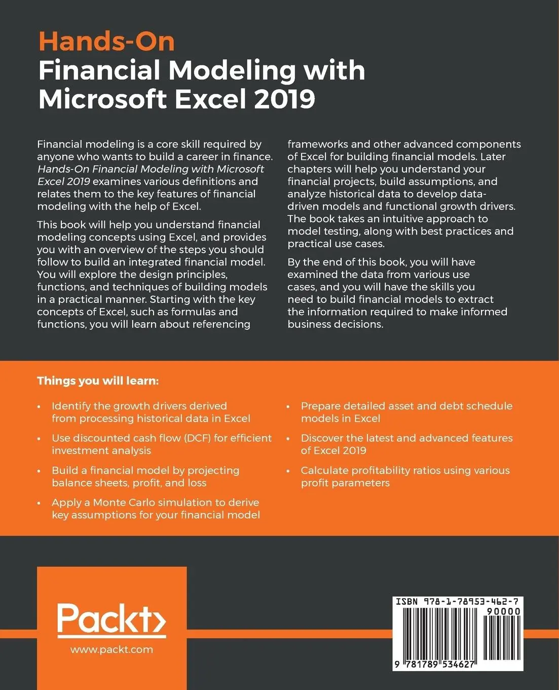 Rückseite: 9781789534627 | Hands-On Financial Modeling with Microsoft Excel 2019 | Shmuel Oluwa