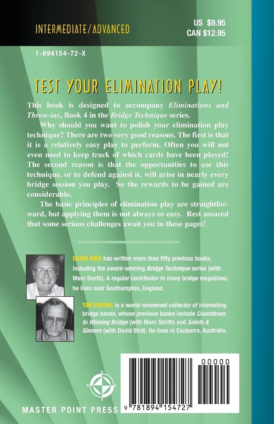 Rückseite: 9781894154727 | Test Your Bridge Technique | Elimination Plays | David Bird (u. a.)
