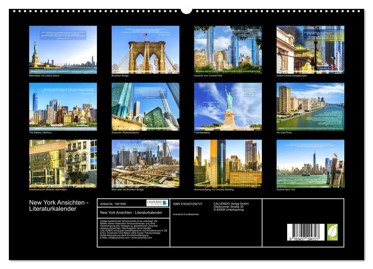 Bild: 9783457294727 | New York Ansichten - Literaturkalender (hochwertiger Premium...
