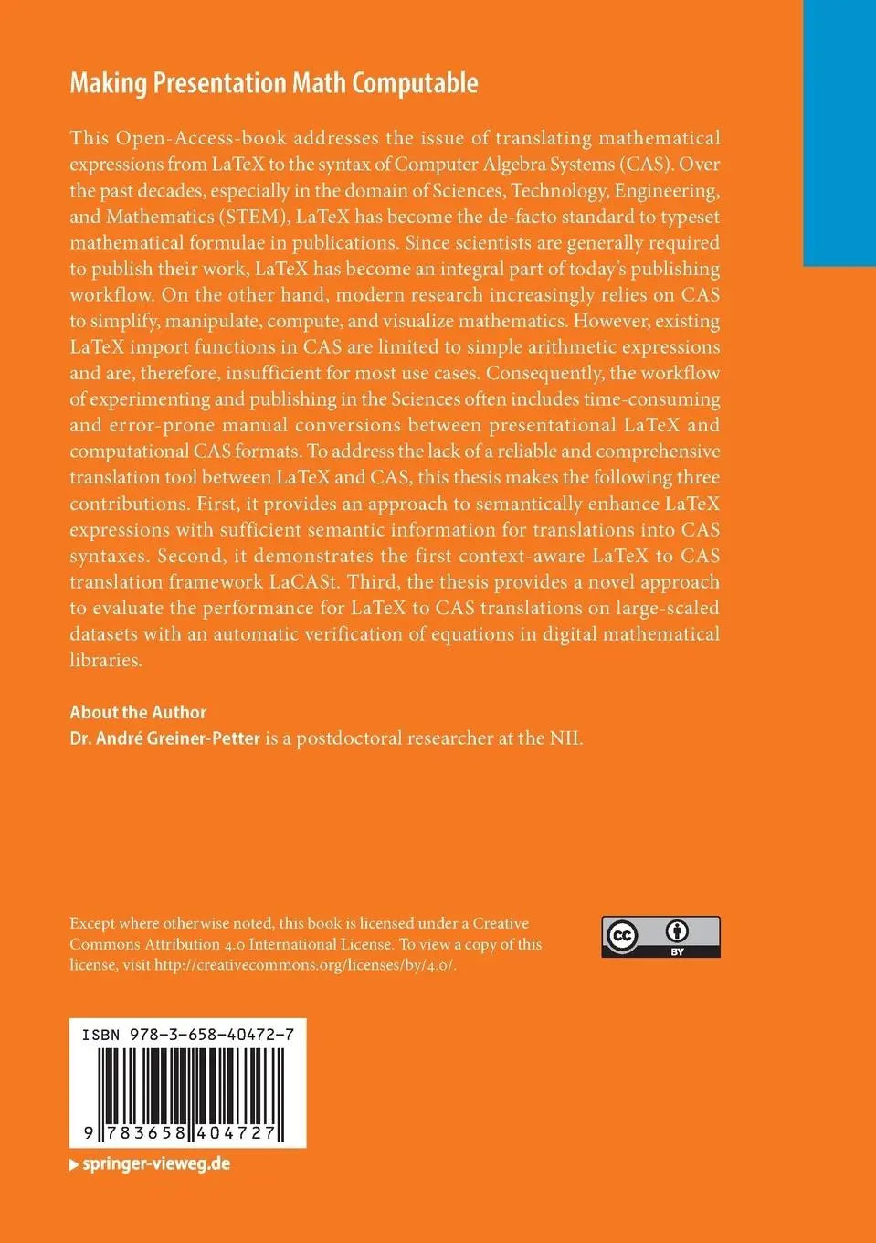 Rückseite: 9783658404727 | Making Presentation Math Computable | André Greiner-Petter | Buch