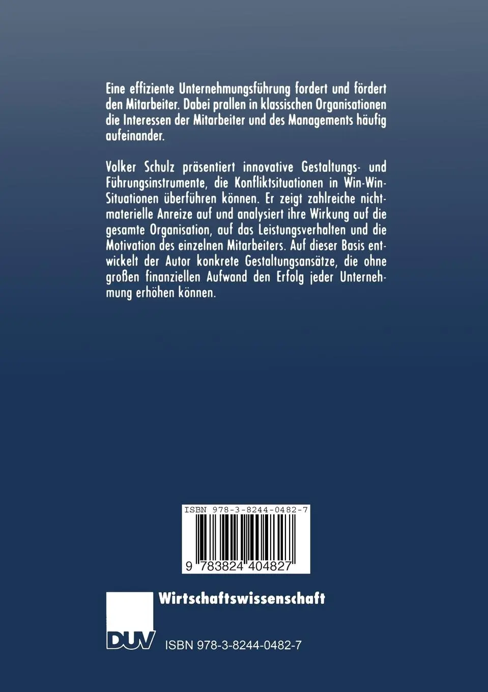 Rückseite: 9783824404827 | Nichtmaterielle Anreize als Instrument der Unternehmungsführung | Buch