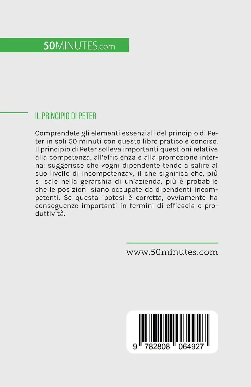 Rückseite: 9782808064927 | Il Principio di Peter | Dite NO all'incompetenza sul lavoro | Buch
