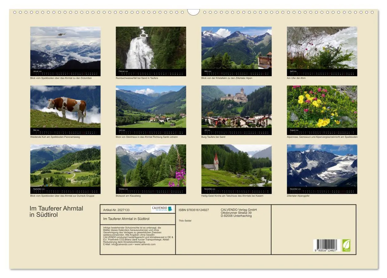 Bild: 9783516124927 | Im Tauferer Ahrntal in Südtirol (Wandkalender 2026 DIN A2 quer),...