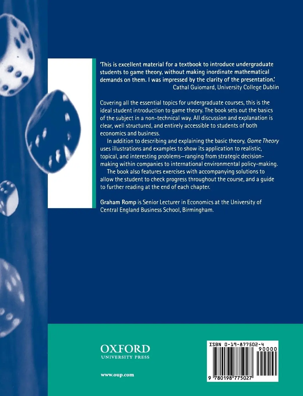 Rückseite: 9780198775027 | Game Theory | Introduction and Applications | Graham Romp | Buch