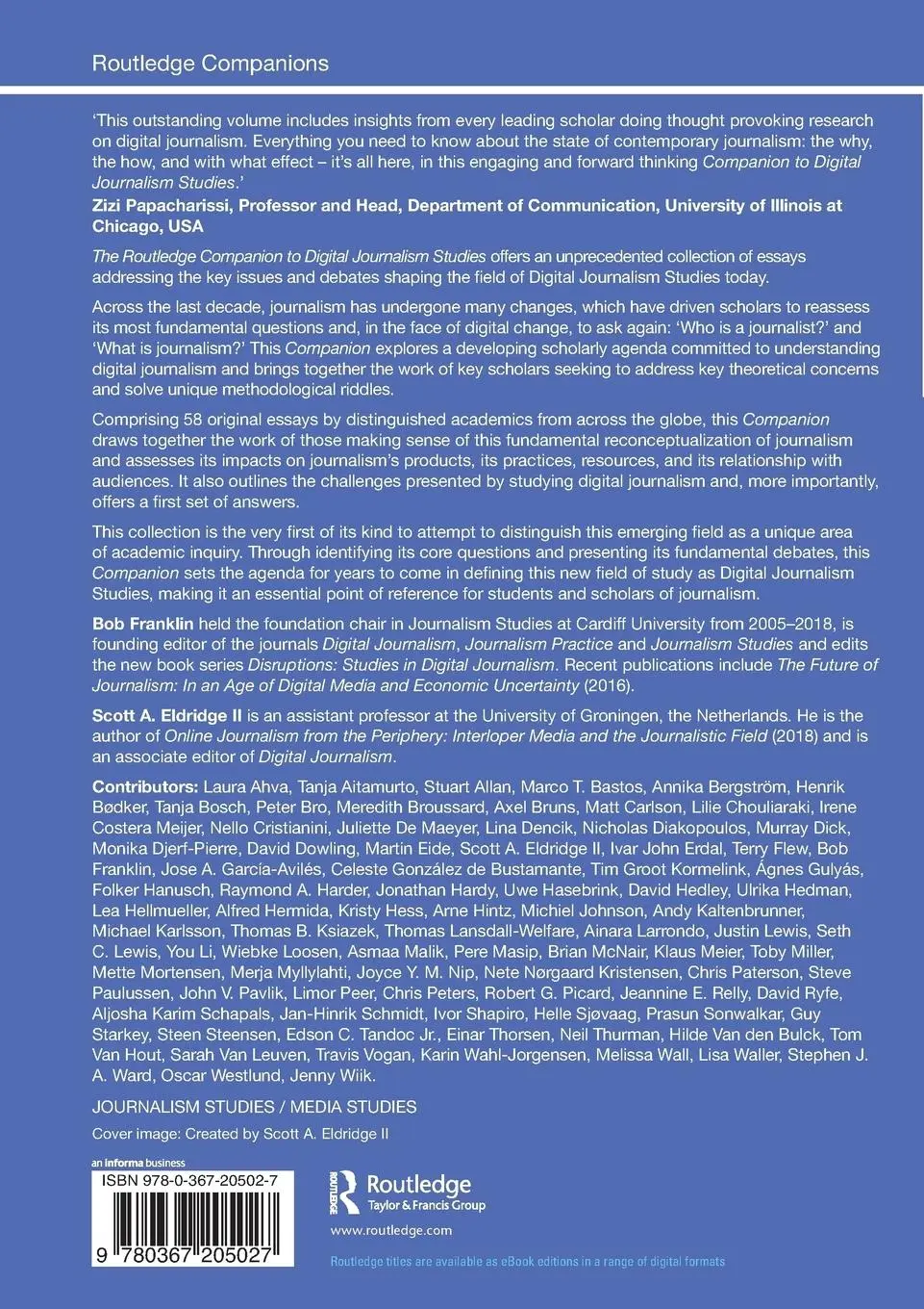 Rückseite: 9780367205027 | The Routledge Companion to Digital Journalism Studies | Taschenbuch