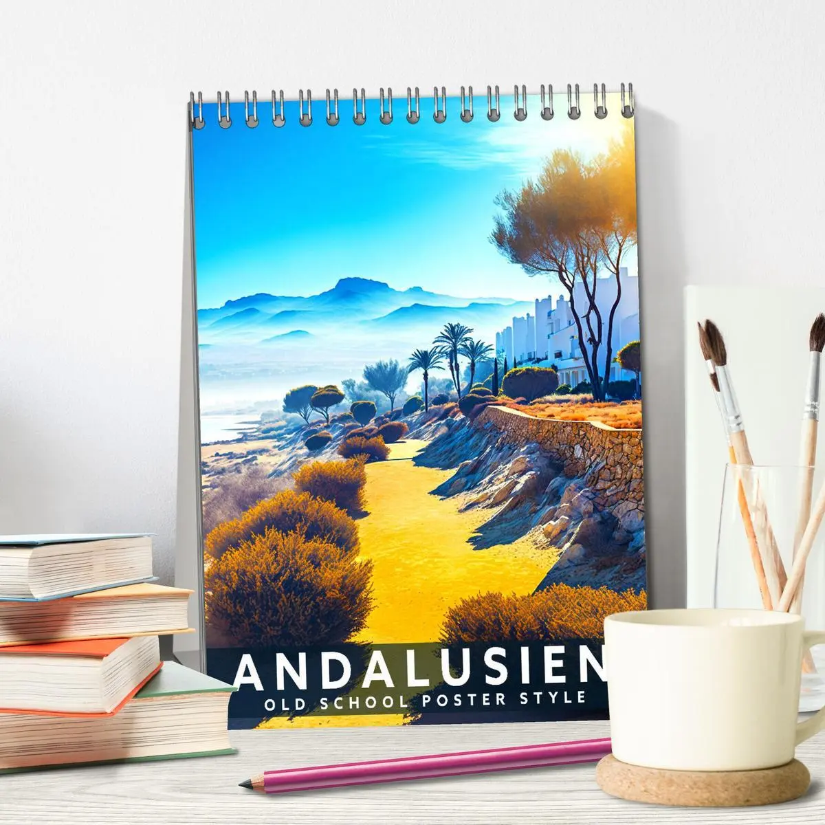 Bild: 9783516325027 | Andalusien - Old School Poster Style (Tischkalender 2026 DIN A5...
