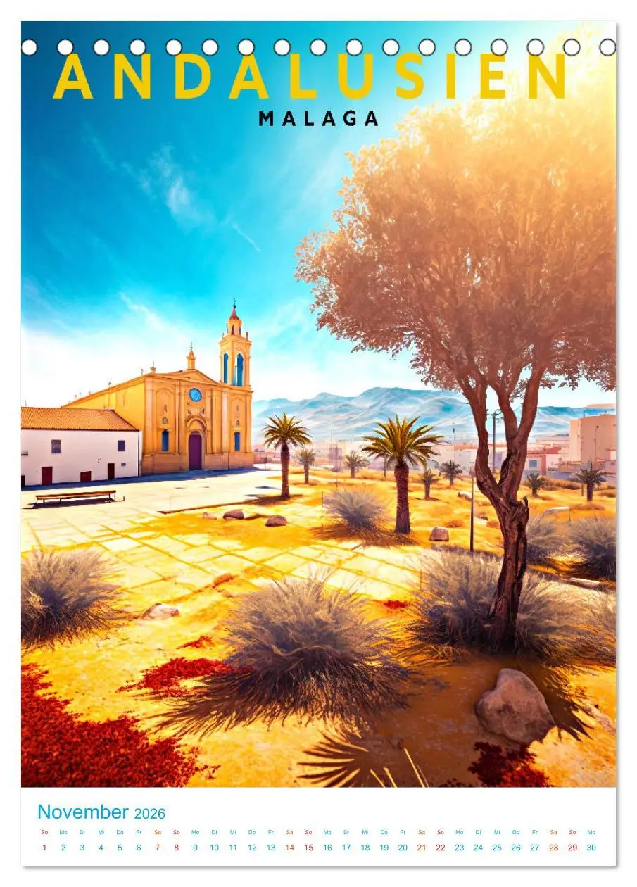 Bild: 9783516325027 | Andalusien - Old School Poster Style (Tischkalender 2026 DIN A5...