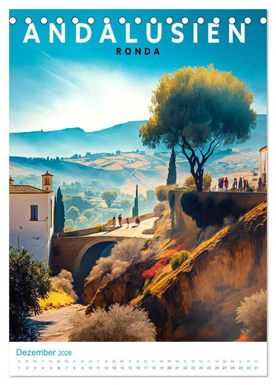 Bild: 9783516325027 | Andalusien - Old School Poster Style (Tischkalender 2026 DIN A5...