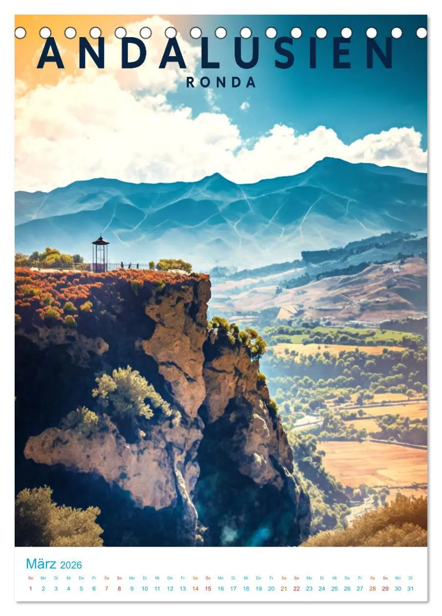 Bild: 9783516325027 | Andalusien - Old School Poster Style (Tischkalender 2026 DIN A5...