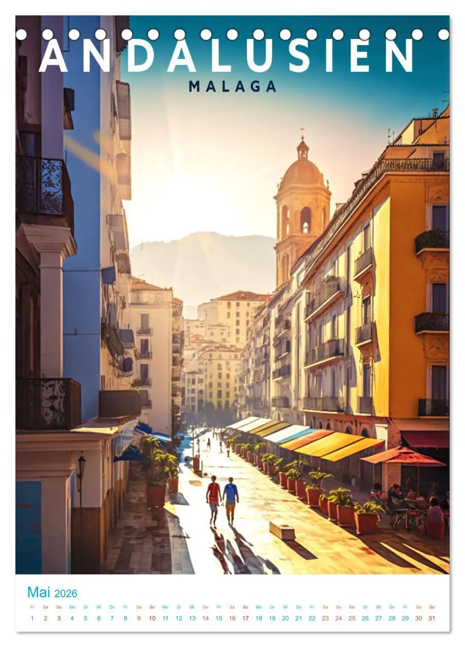 Bild: 9783516325027 | Andalusien - Old School Poster Style (Tischkalender 2026 DIN A5...