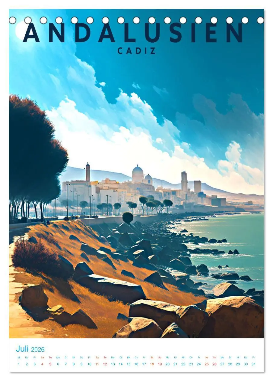 Bild: 9783516325027 | Andalusien - Old School Poster Style (Tischkalender 2026 DIN A5...