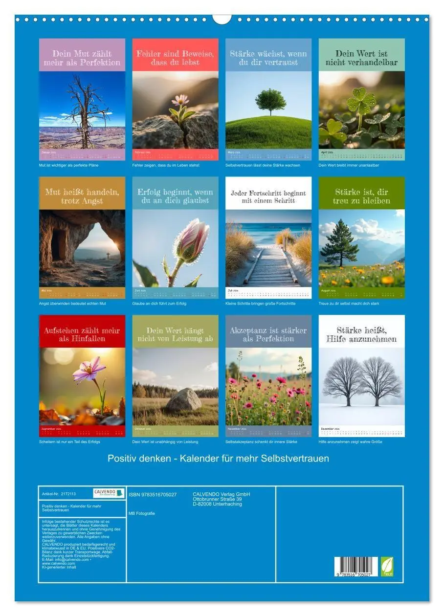 Bild: 9783516705027 | Positiv denken - Kalender für mehr Selbstvertrauen (Wandkalender...