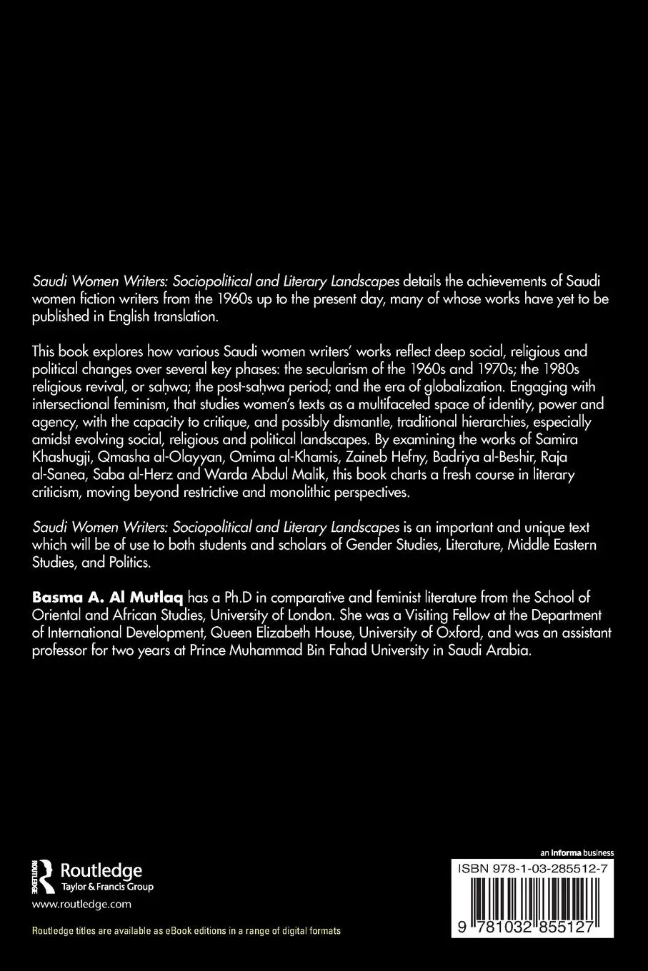 Rückseite: 9781032855127 | Saudi Women Writers | Sociopolitical and Literary Landscapes | Mutlaq