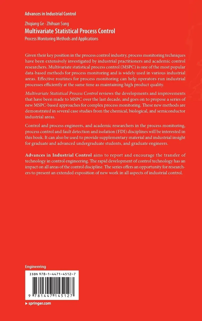 Rückseite: 9781447145127 | Multivariate Statistical Process Control | Zhihuan Song (u. a.) | Buch
