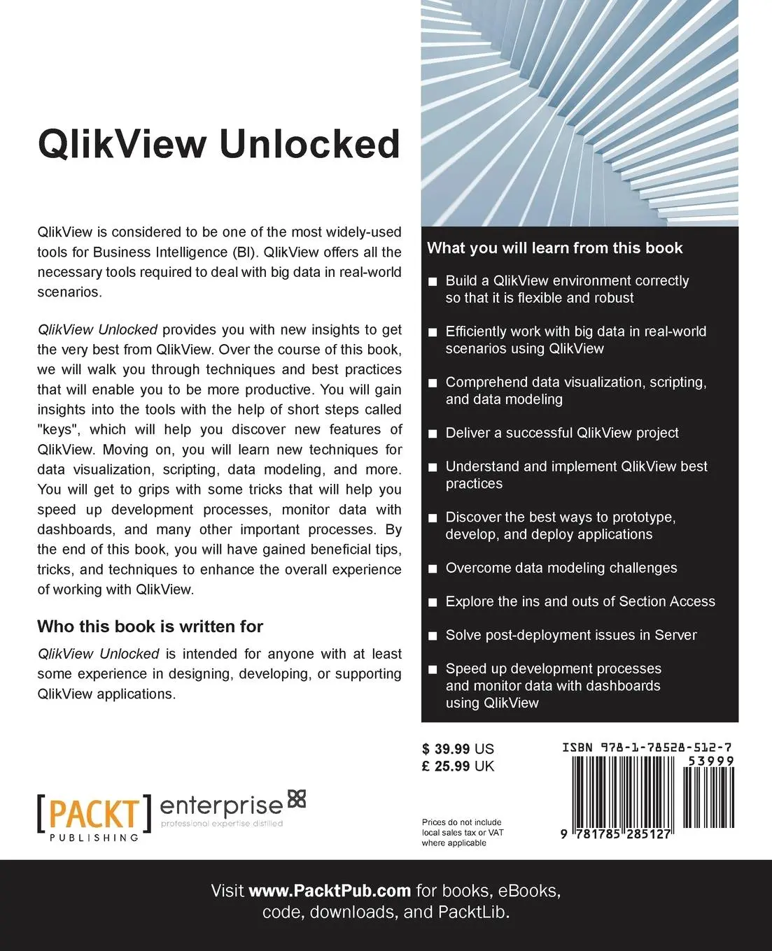 Rückseite: 9781785285127 | QlikView Unlocked | Roger Stone (u. a.) | Taschenbuch | Englisch