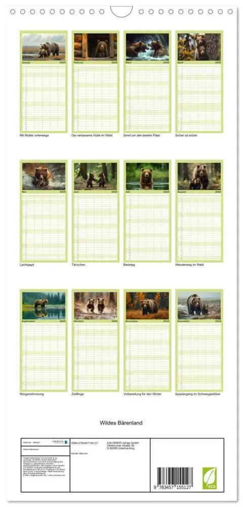 Bild: 9783457155127 | Familienplaner 2025 - Wildes Bärenland mit 5 Spalten (Wandkalender,...