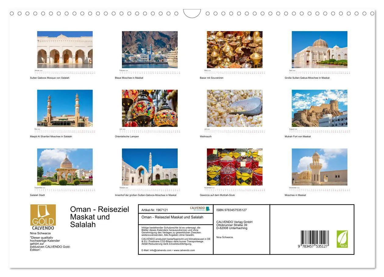 Bild: 9783457535127 | Oman - Reiseziel Maskat und Salalah (Wandkalender 2026 DIN A3...