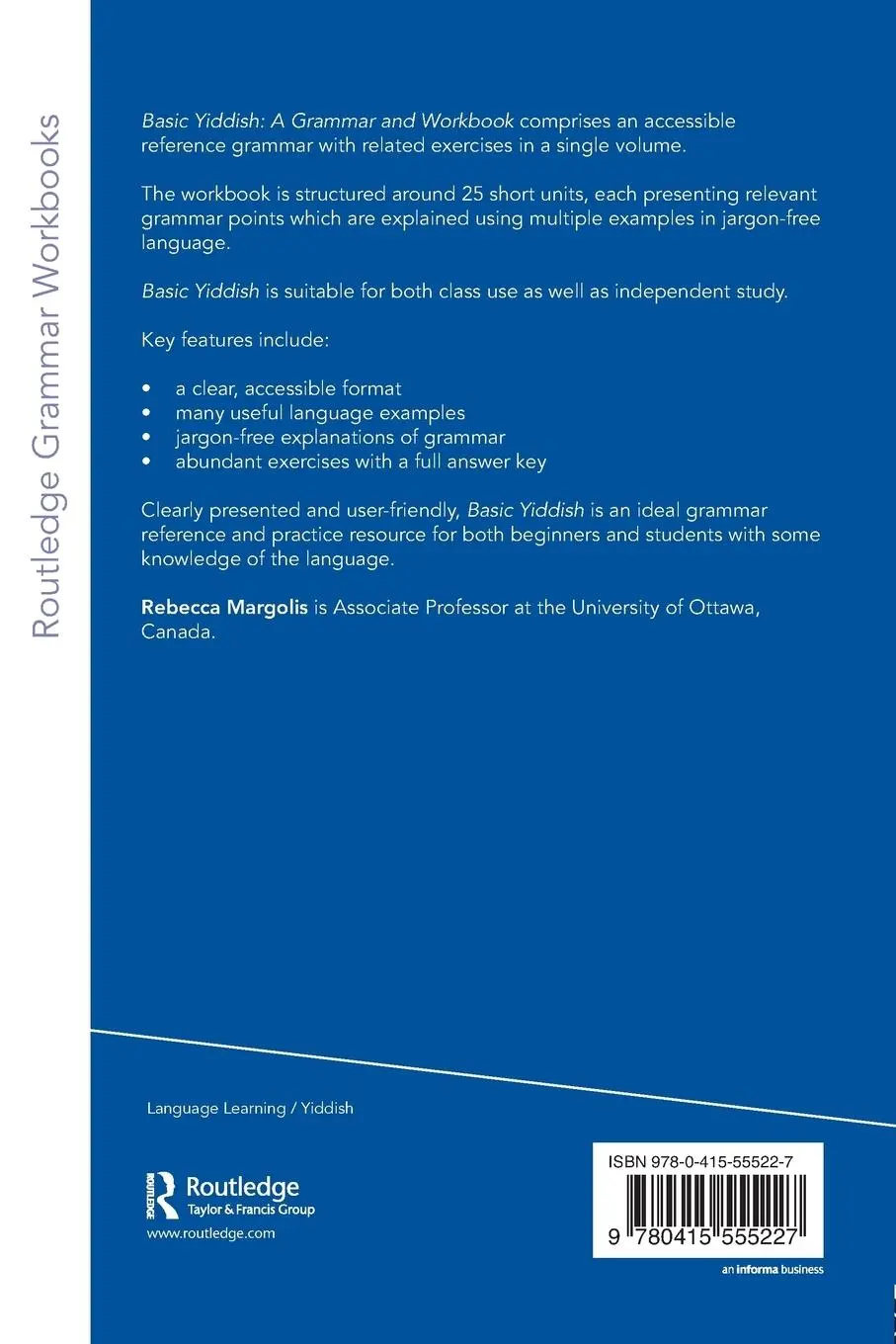 Rückseite: 9780415555227 | Basic Yiddish | A Grammar and Workbook | Rebecca Margolis | Buch