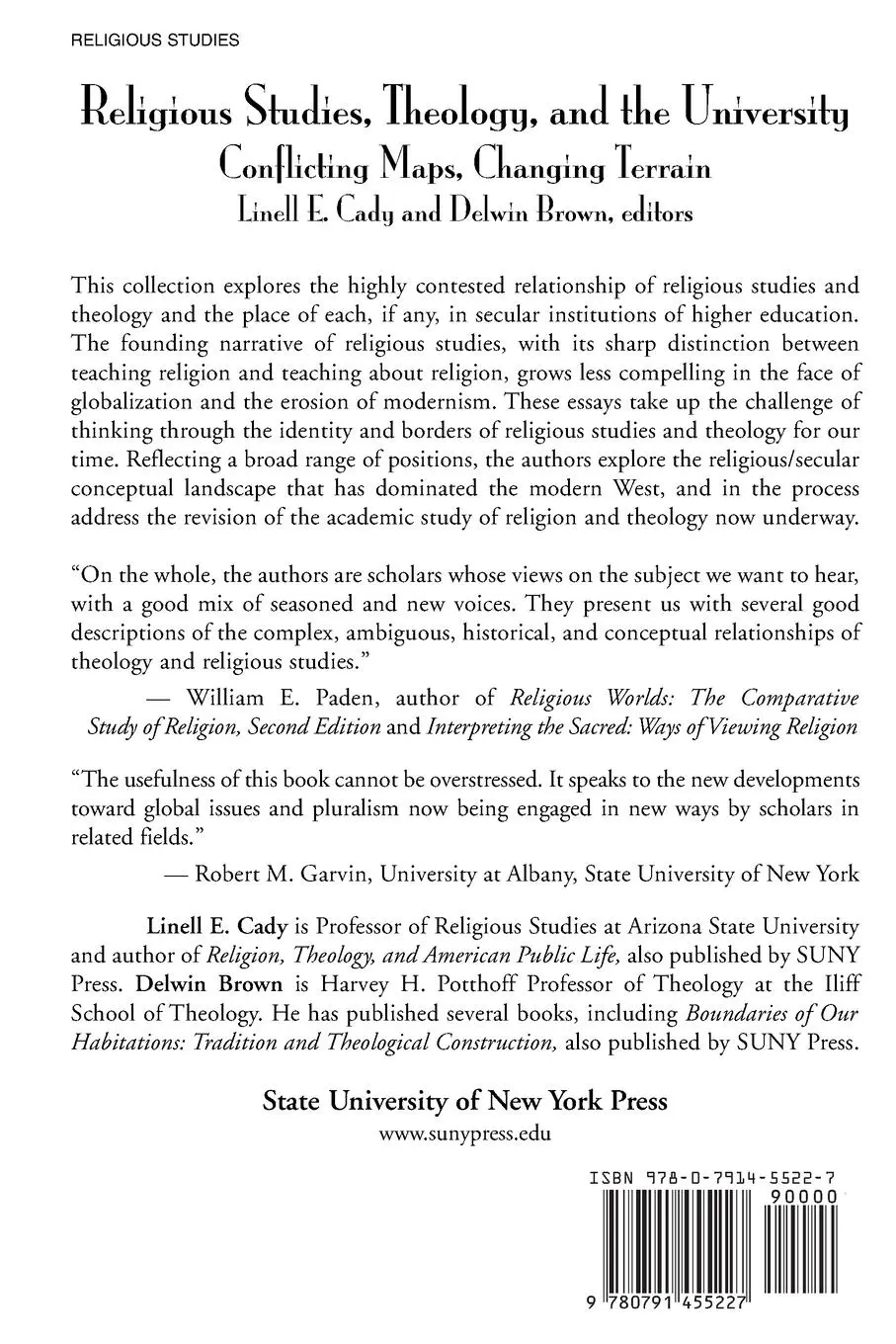 Rückseite: 9780791455227 | Religious Studies, Theology, and the University | Cady (u. a.) | Buch
