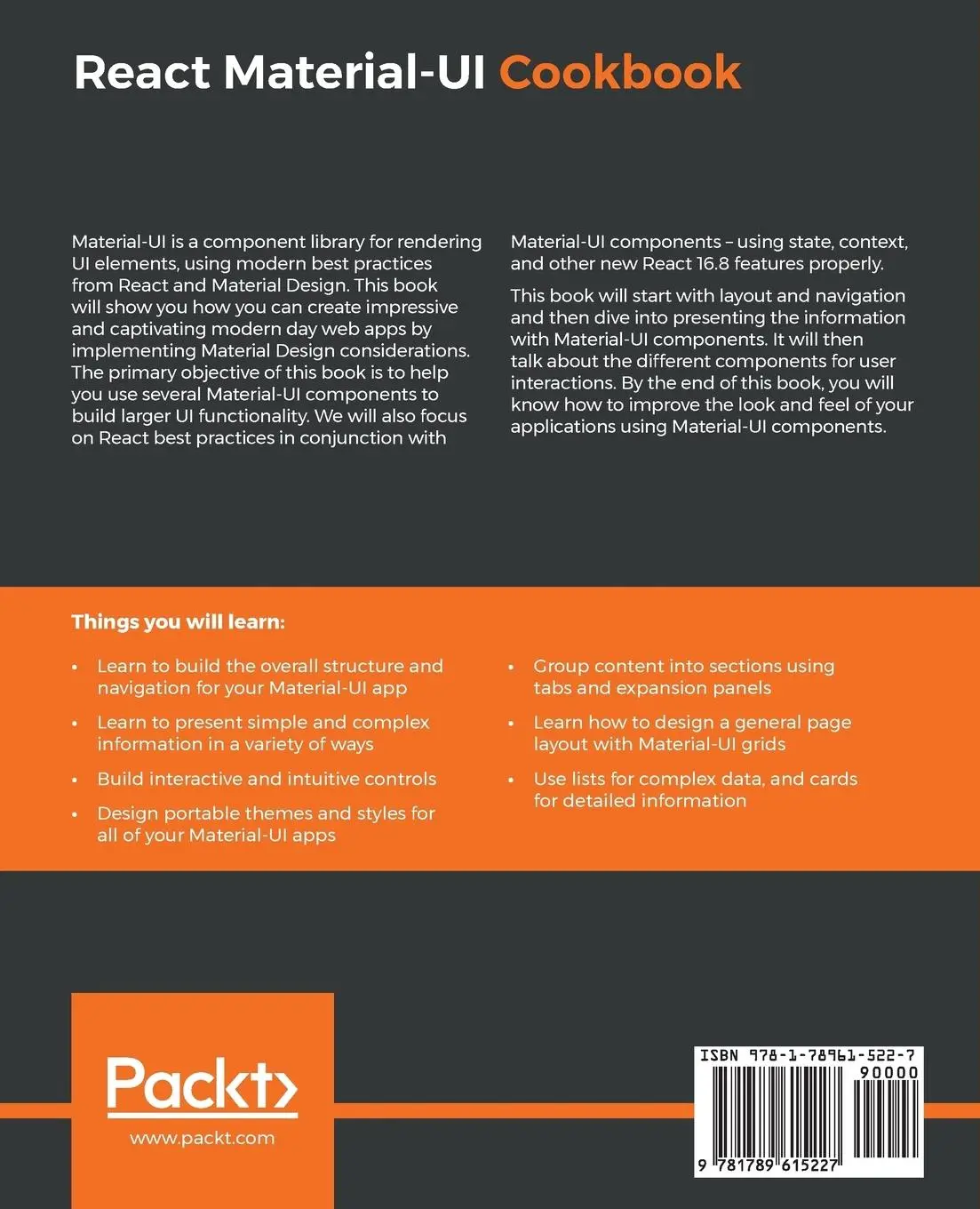 Rückseite: 9781789615227 | React Material-UI Cookbook | Adam Boduch | Taschenbuch | Englisch