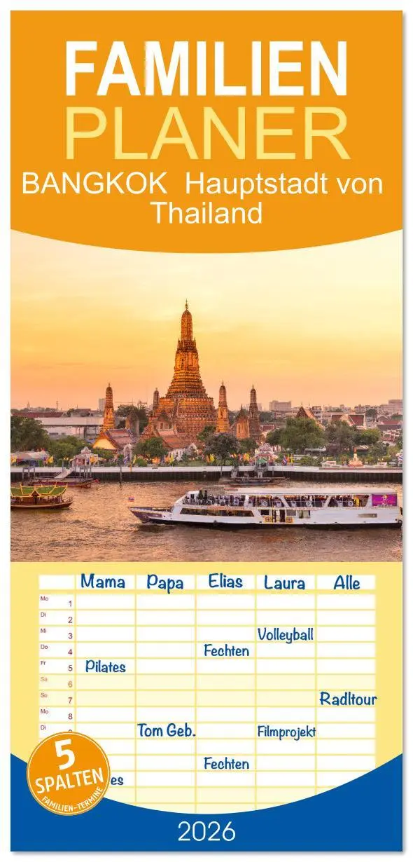 Cover: 9783516615227 | Familienplaner 2026 - BANGKOK Hauptstadt von Thailand mit 5 Spalten...