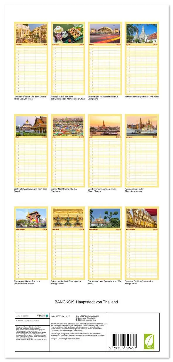 Bild: 9783516615227 | Familienplaner 2026 - BANGKOK Hauptstadt von Thailand mit 5 Spalten...