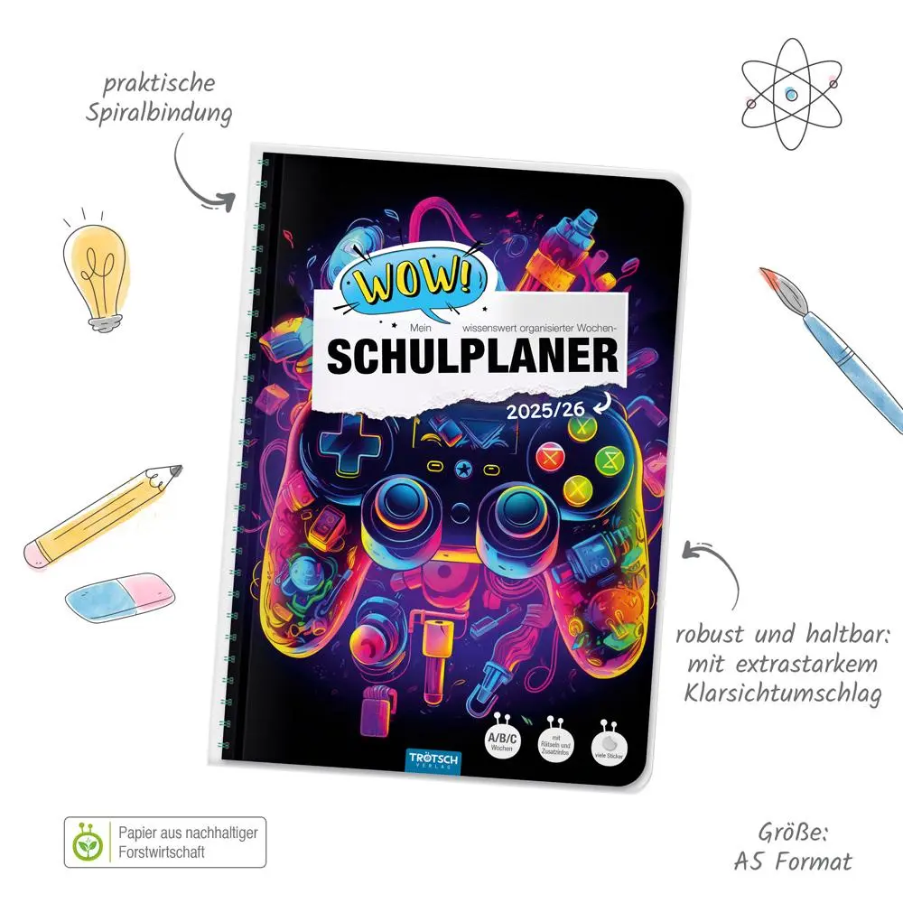 Bild: 9783988025227 | Trötsch Schulplaner WOW Gaming 25/26 | Trötsch Verlag | Kalender