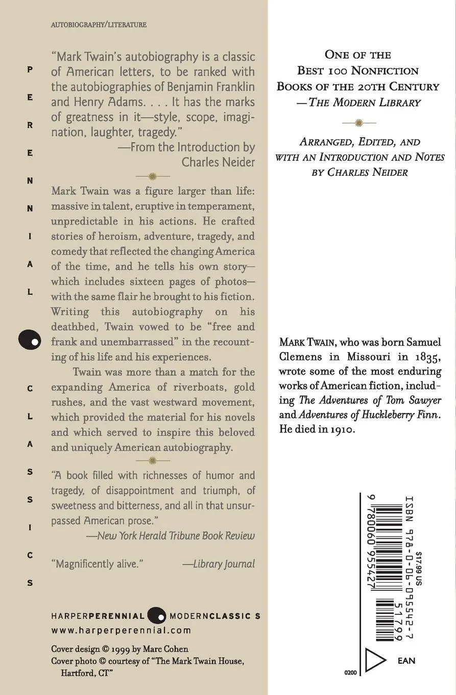 Rückseite: 9780060955427 | The Autobiography of Mark Twain | Mark Twain | Taschenbuch | Englisch