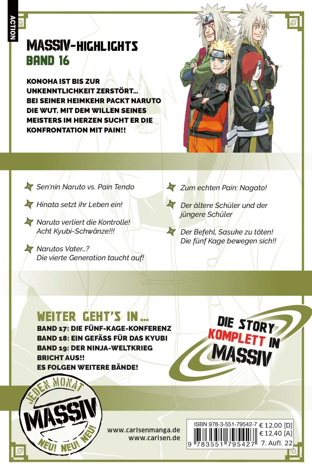 Rückseite: 9783551795427 | NARUTO Massiv 16 | Masashi Kishimoto | Taschenbuch | NARUTO Massiv