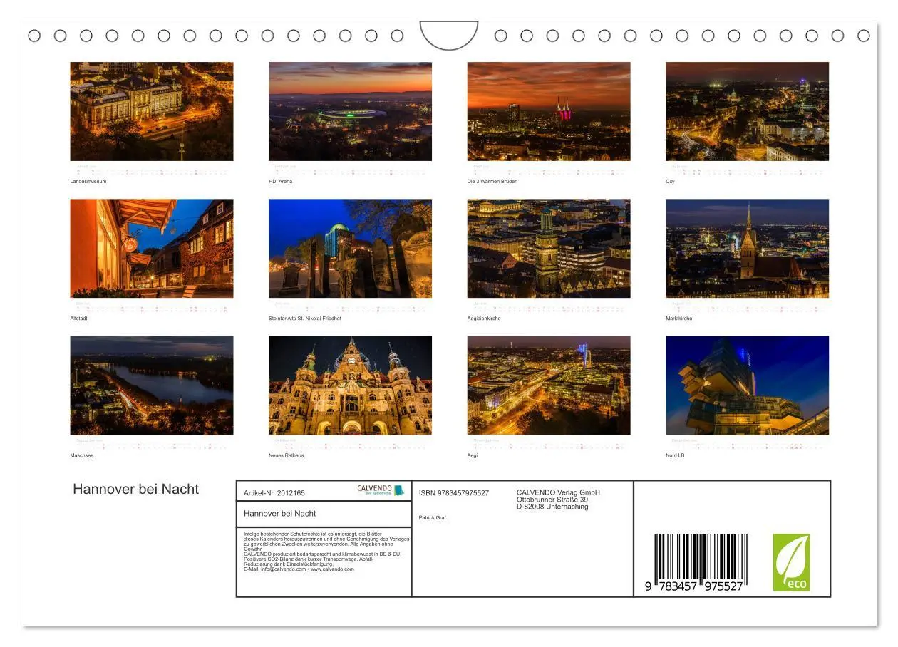 Bild: 9783457975527 | Hannover bei Nacht (Wandkalender 2026 DIN A4 quer), CALVENDO...