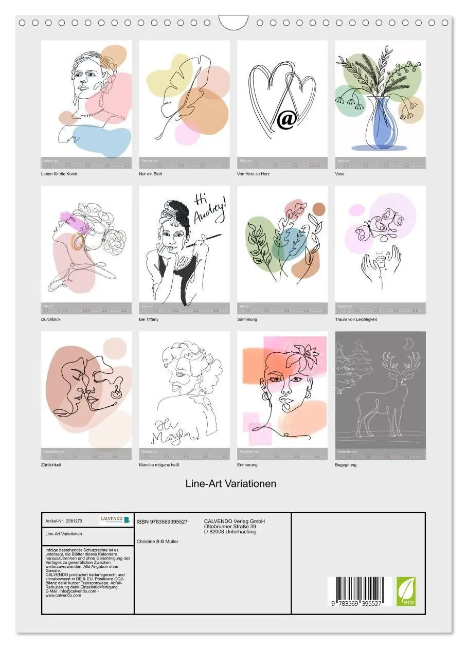 Bild: 9783569395527 | Line-Art Variationen (Wandkalender 2027 DIN A3 hoch), CALVENDO...