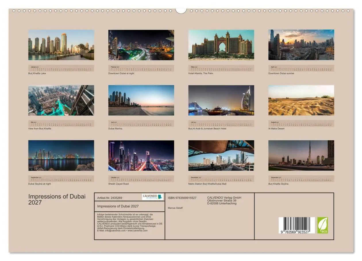 Bild: 9783569915527 | Impressions of Dubai 2027 (hochwertiger Premium Wandkalender 2027...