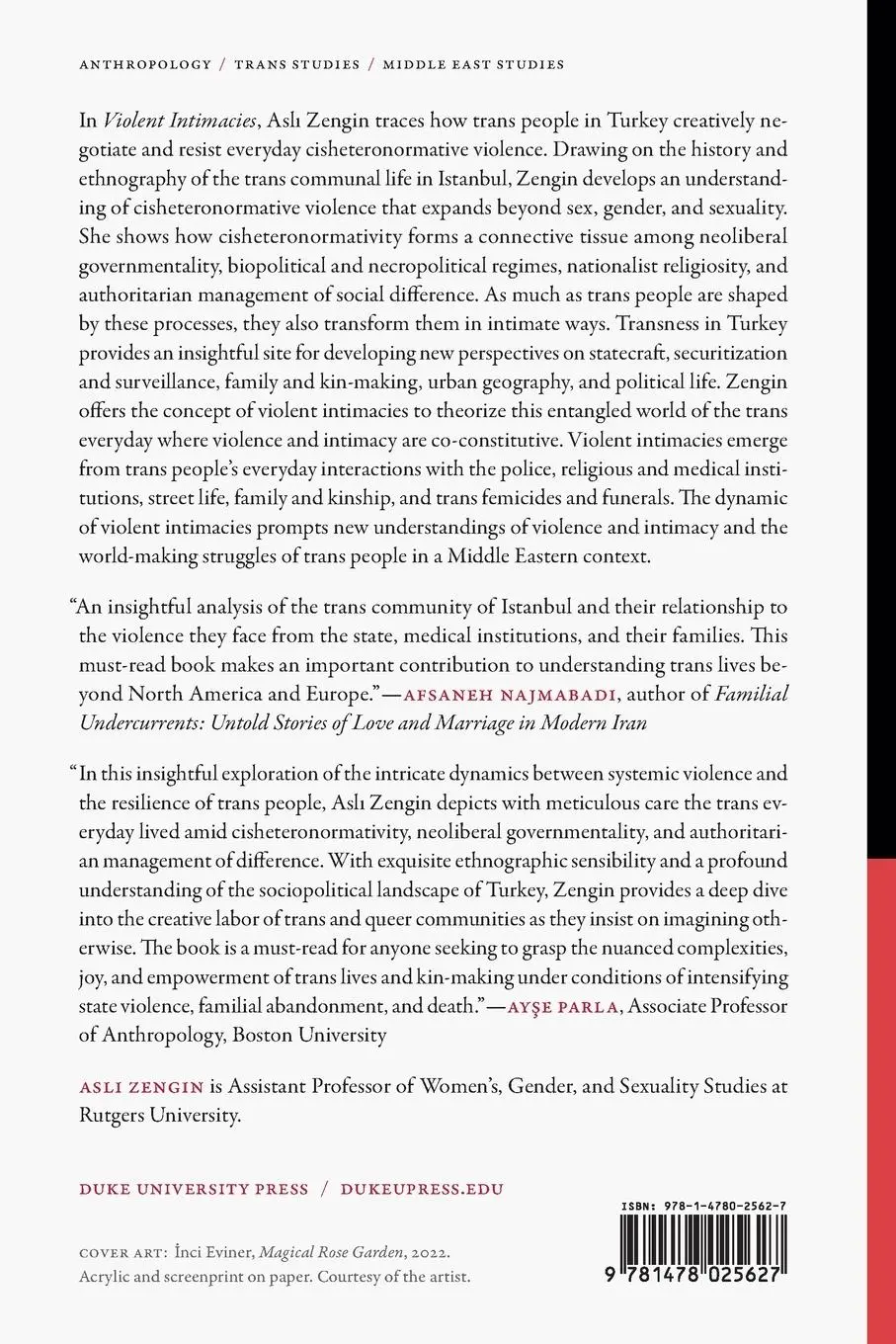 Rückseite: 9781478025627 | Violent Intimacies | Asli Zengin | Taschenbuch | Englisch | 2024