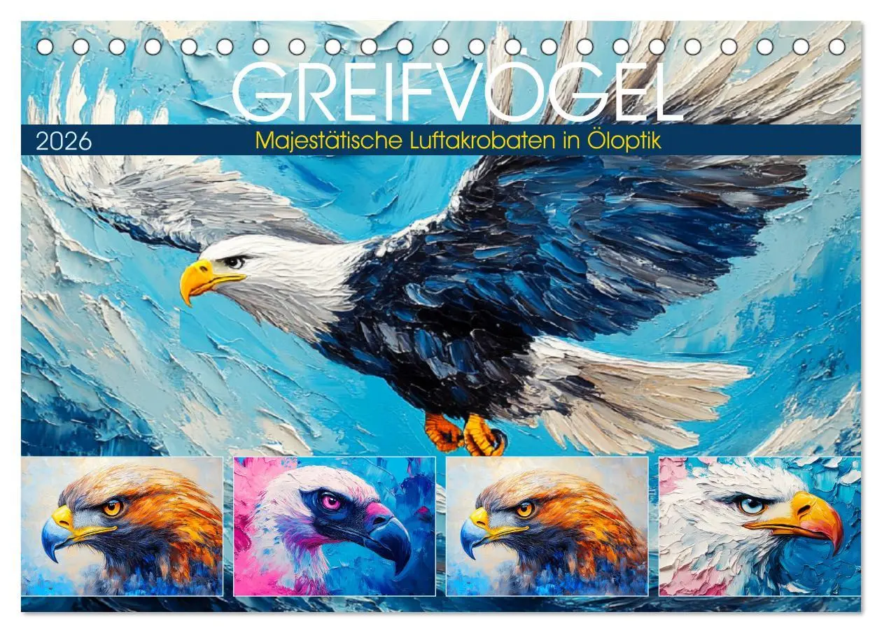 Cover: 9783457345627 | Greifvögel. Majestätische Luftakrobaten in Öloptik (Tischkalender...