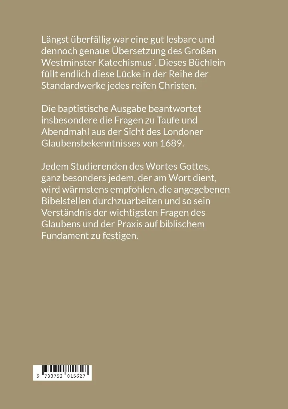 Rückseite: 9783752815627 | Der Große 1689 Katechismus | Gerhard Roth | Taschenbuch | Paperback