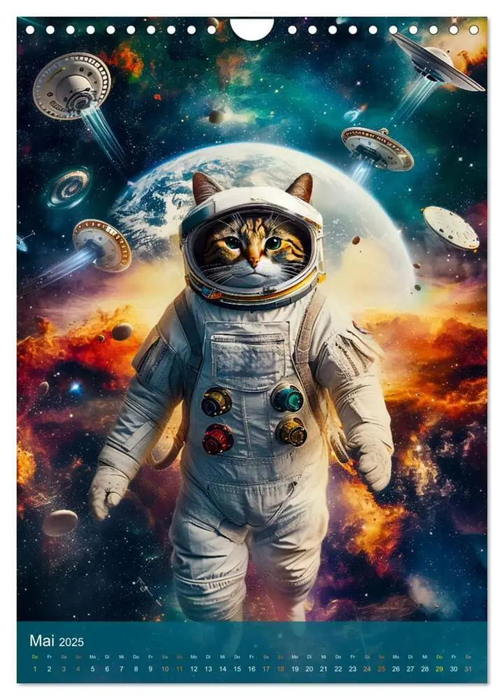 Bild: 9783383775727 | Katzen im All - Katzenastronauten im Kosmos (Wandkalender 2025 DIN...