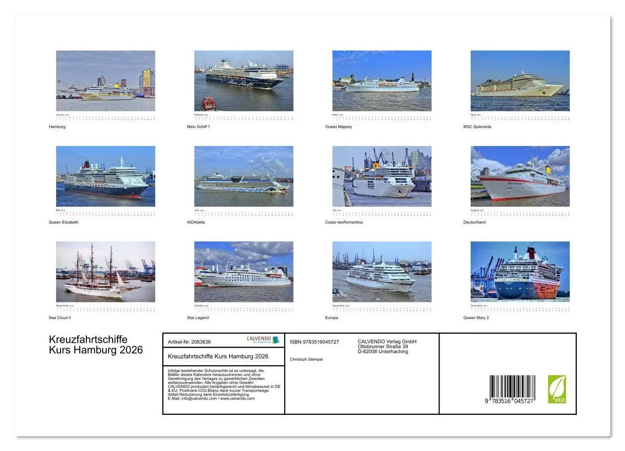Bild: 9783516045727 | Kreuzfahrtschiffe Kurs Hamburg 2026 (hochwertiger Premium...