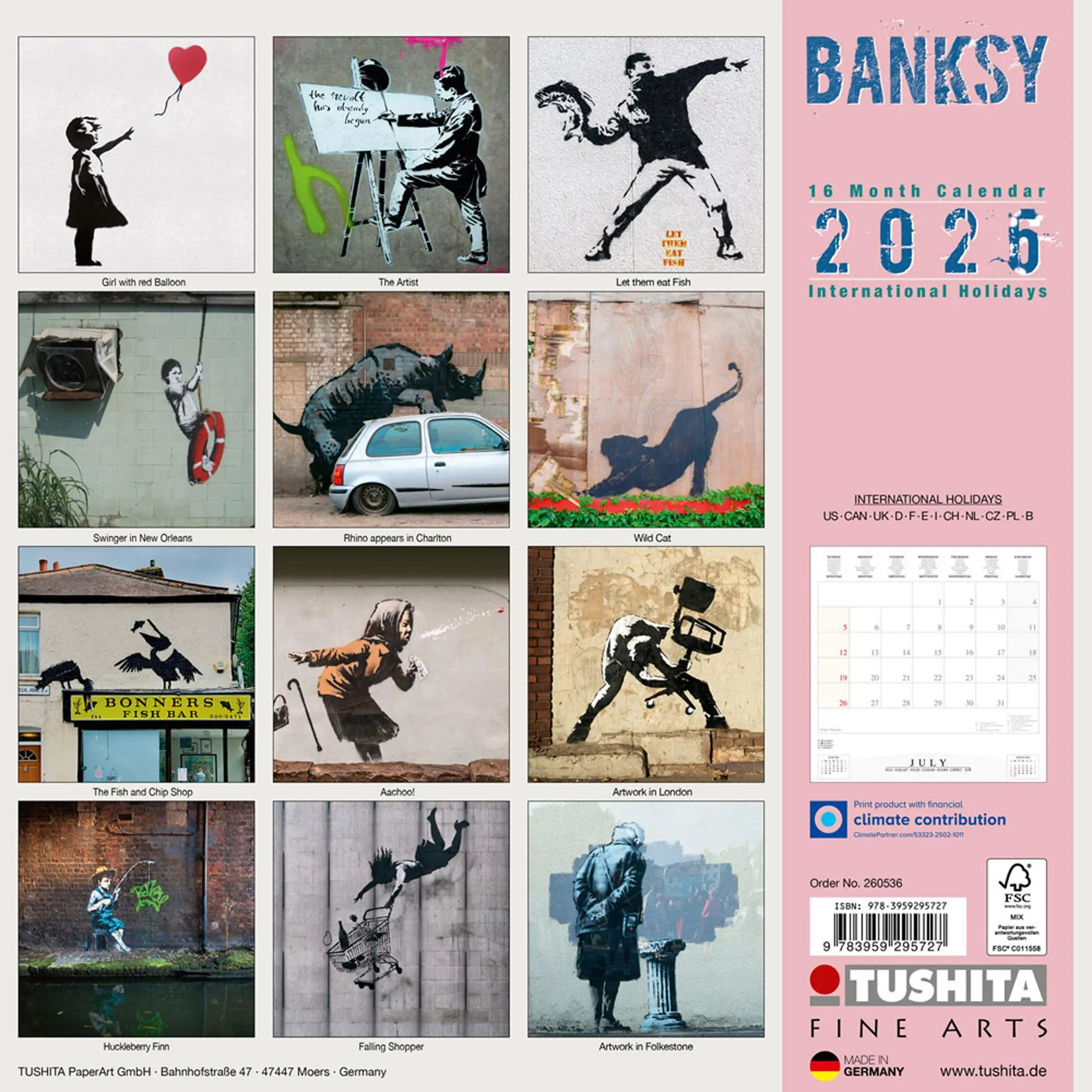 Rückseite: 9783959295727 | Banksy 2026 | Kalender 2026 | Kalender | Tushita Fine Arts | 28 S.